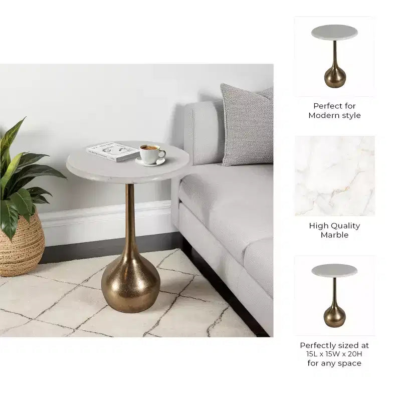 Table d'appoint en marbre pour la décoration intérieure - Petite table décorative pour table de chevet de chambre à coucher et décoration de salon