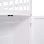 Lit superposé en L Luxystar avec trois couchages (deux lits superposés jumeaux et un lit double), tiroirs, bureau, étagères et armoire