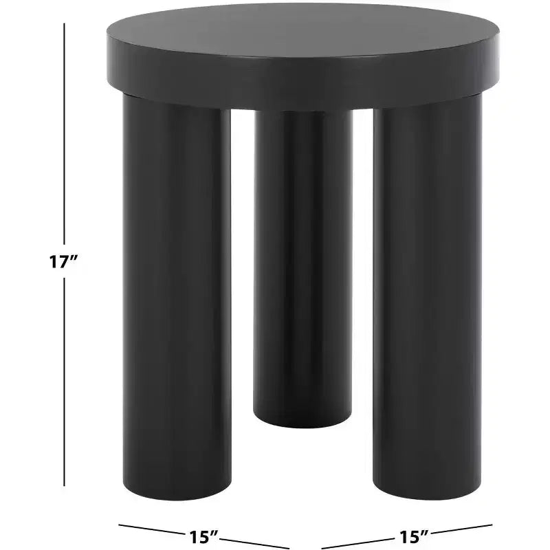 Table d'appoint en bois à trois pieds Bary Round 3 - SFV7715 - Noir - Safavieh Couture