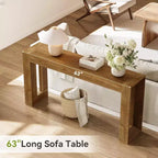 Console en bois de ferme Lantine de 160 cm de long, pour salon, entrée, couloir, foyer, marron