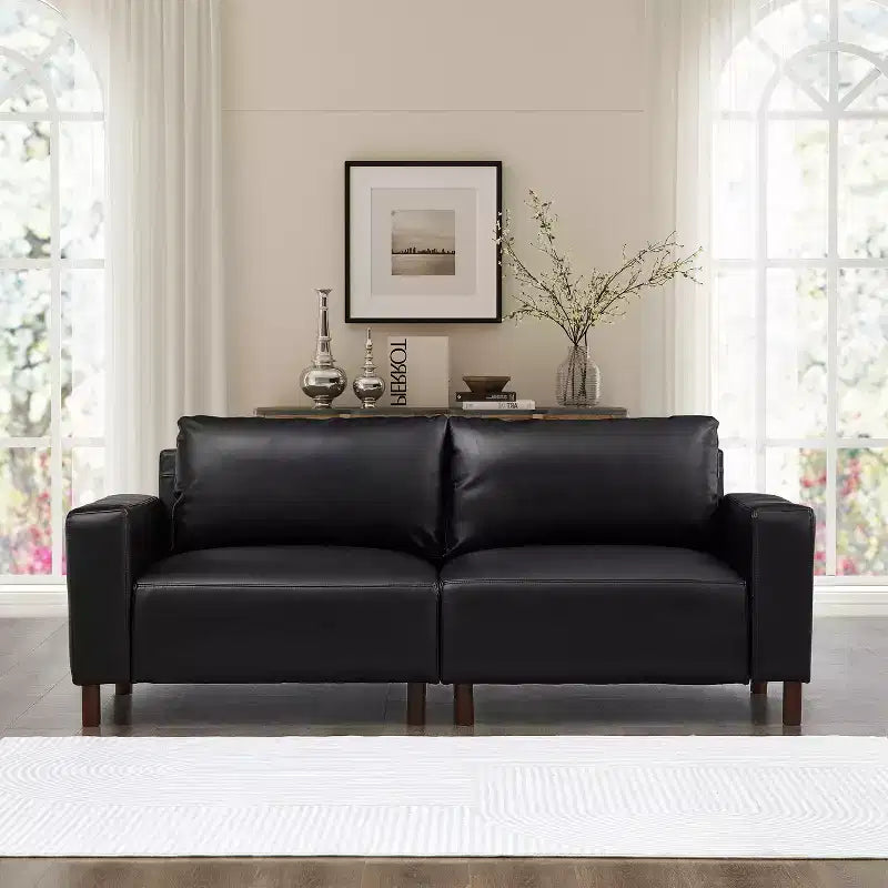 GDFStudio Melvin 78,5 Canapé deux places de style moderne du milieu du siècle en similicuir