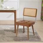 Chaise de salle à manger moderne en rotin - Siège rembourré doux, dossier haut en canne, pieds en bois massif - Chaise d'appoint robuste pour salle à manger, cuisine ou restaurant