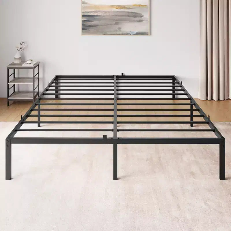 Cadre de lit bas pour chambre à coucher - capacité de poids maximale 363 kg, pas besoin de sommier tapissier, design minimaliste.
