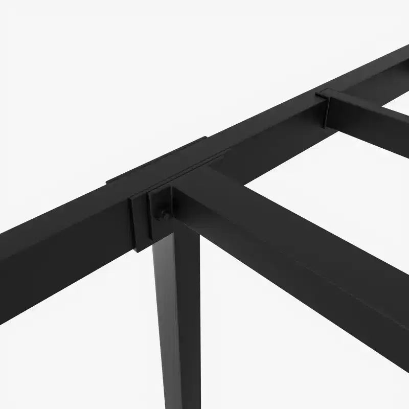 Cadre de lit plateforme en métal, taille double, avec tête et pied de lit au design poing, rangement sous le lit