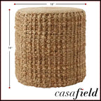 Casafield Pouf Ottoman Tressé en Jonc de Mer, Accent Bohème Décoratif d'Intérieur pour Salon