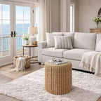Casafield Pouf Ottoman Tressé en Jonc de Mer, Accent Bohème Décoratif d'Intérieur pour Salon