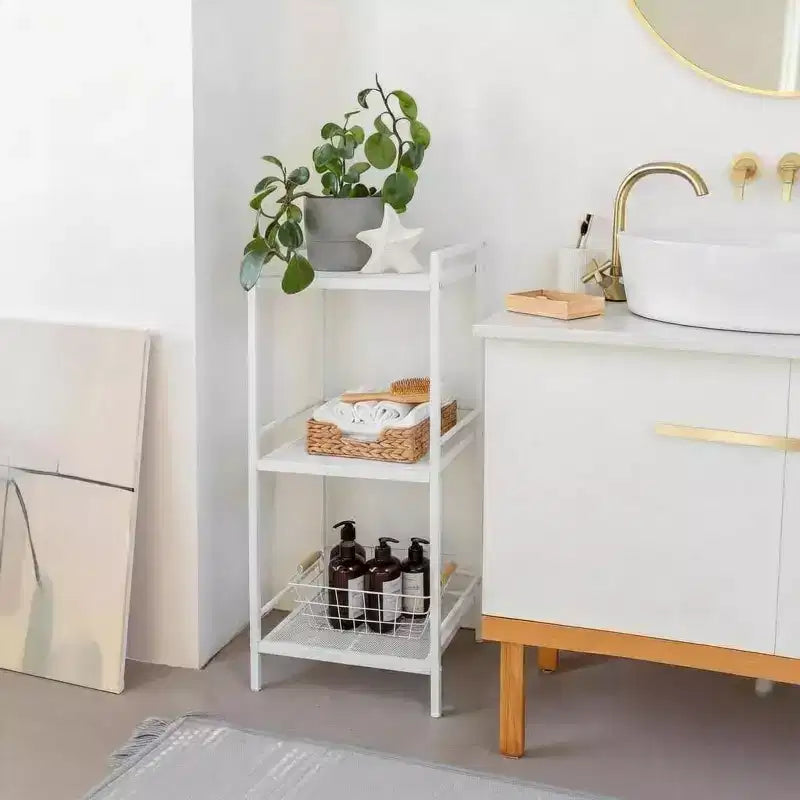 Étagère autoportante en métal à 3/4 niveaux, étagère de rangement multifonctionnelle, organisateur peu encombrant pour salle de bain, salon, chambre, cuisine