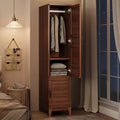 Double-door wardrobe with hanging rod, 72-inch narrow and tall wardrobe with 18 adjustable shelves.