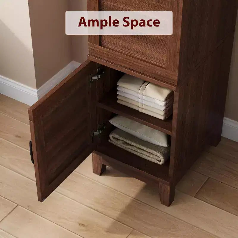 Armoire à deux portes avec tringle, armoire étroite et haute de 72 pouces avec 18 étagères réglables.