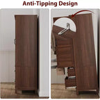 Armoire à deux portes avec tringle, armoire étroite et haute de 72 pouces avec 18 étagères réglables.