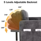 Canapé convertible 2 en 1 Dyonery avec méridienne de rangement, sectionnel en chenille avec ports USB pour salon