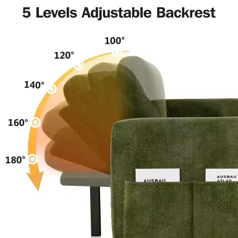 Canapé convertible 2 en 1 Dyonery avec méridienne de rangement, sectionnel en chenille avec ports USB pour salon