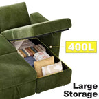 Canapé convertible 2 en 1 Dyonery avec méridienne de rangement, sectionnel en chenille avec ports USB pour salon