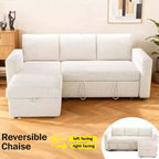 Canapé convertible 2 en 1 Dyonery avec méridienne de rangement, sectionnel en chenille avec ports USB pour salon