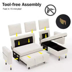 Canapé convertible 2 en 1 Dyonery avec méridienne de rangement, sectionnel en chenille avec ports USB pour salon
