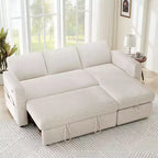 Dyonery 2 in 1 Pull Out Sleeper Sofa with Storage Chaise C Chenille Sectional Couch with USB Ports for Living Room
