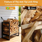 Grand support à bûches robuste de 17,5 pouces en métal, porte-bûches décoratif intérieur/extérieur pour cheminée, terrasse, patio, brasero, barbecue