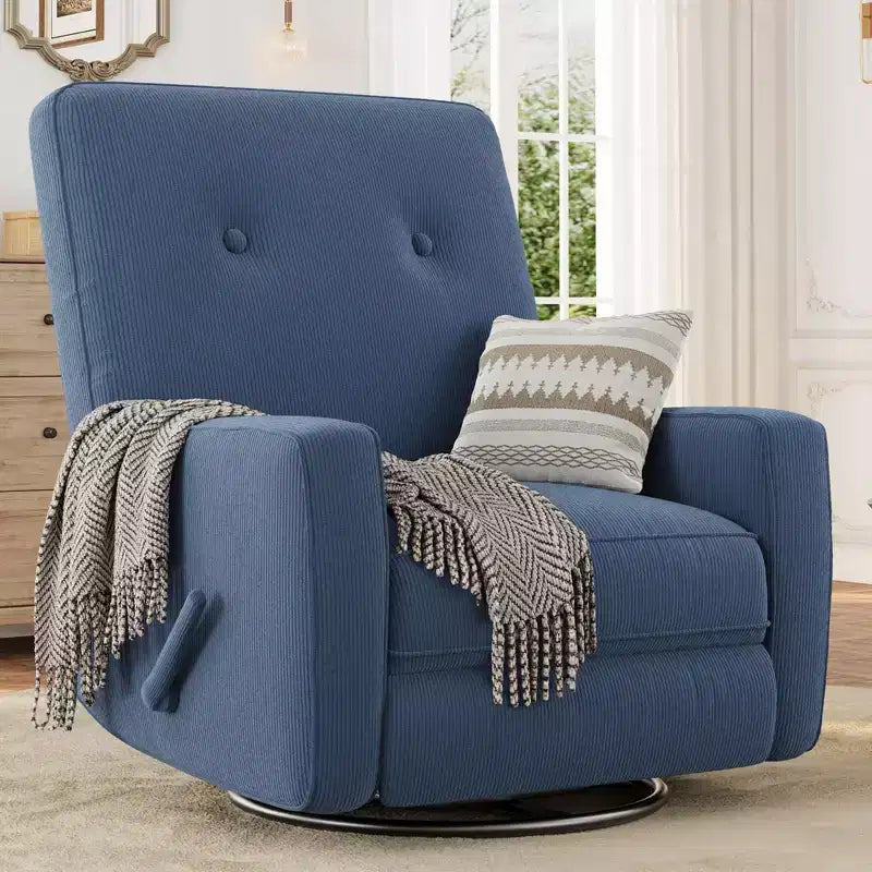 Modern 3-in-1 Swivel Glider Recliner, 360 Rocking Chair w/ Adjustable Backrest & Footrest, Upholstered Armchair for Nursery, Living Room, Bedroom