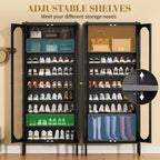 Bekrvio Armoire à chaussures haute en métal à 9 niveaux avec portes en verre, étagère à chaussures autoportante robuste avec étagères réglables, 2736 paires
