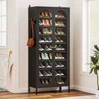 Bekrvio 9-Tier Tall Metal Shoe Cabinet with Glass Doors, Heavy Duty Freestanding Shoe Storage Rack with Adjustable Shelves, 2736 Pairs