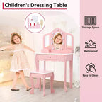 Coiffeuse pour enfants avec miroir éclairé, Table de maquillage pour petites filles