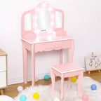Coiffeuse pour enfants avec miroir éclairé, Table de maquillage pour petites filles