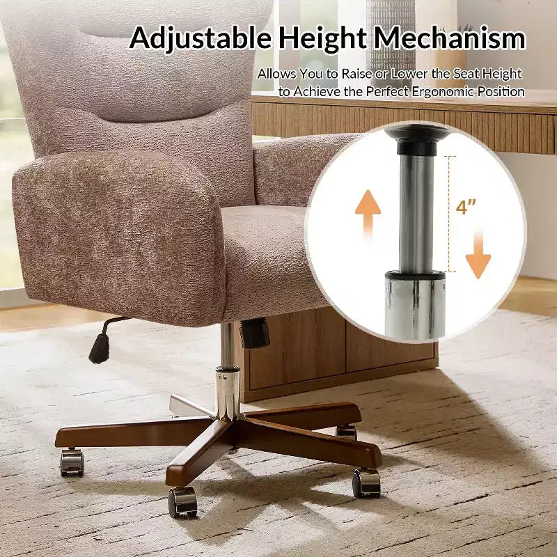 Chaise de bureau Jocelyn avec hauteur réglable et accoudoirs courbés|HULALA HOME