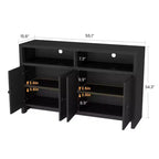 Buffet de ferme 55" – Meuble de bar à café en bois à 4 portes avec étagères réglables pour le rangement de la cuisine, de la salle à manger et du salon
