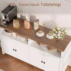Buffet de ferme 55" – Meuble de bar à café en bois à 4 portes avec étagères réglables pour le rangement de la cuisine, de la salle à manger et du salon