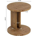 Table d'appoint ronde en bois massif en forme de C Lantine, table d'appoint de style rustique pour canapé et chevet, salon, chambre, marron, assemblage facile