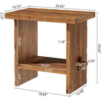 Table de chevet Lantine en bois massif avec rangement, table de chevet rectangulaire de style ferme avec base en bois pour meubles d'appoint de chambre, marron