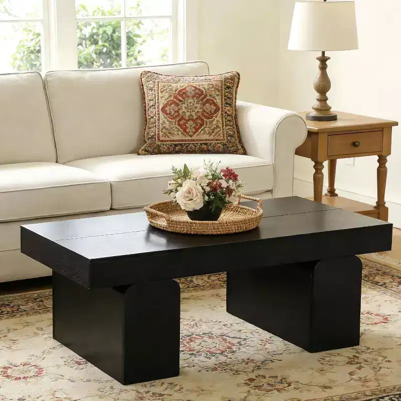 Table basse rectangulaire Lantine, table d'appoint centrale en bois de 55 po avec pieds et plateau épaissis, mobilier de salon moderne, bas pour cocktail ou thé