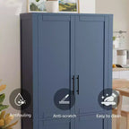 MAYEERTY 67x28x15 pouces Meuble de Rangement sur Pied en Grain de Bois Blanc avec 4 Portes en Bois Massif pour Salon