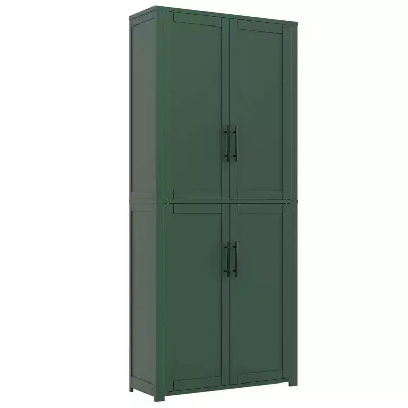 MAYEERTY 67x28x15 pouces Meuble de Rangement sur Pied en Grain de Bois Blanc avec 4 Portes en Bois Massif pour Salon