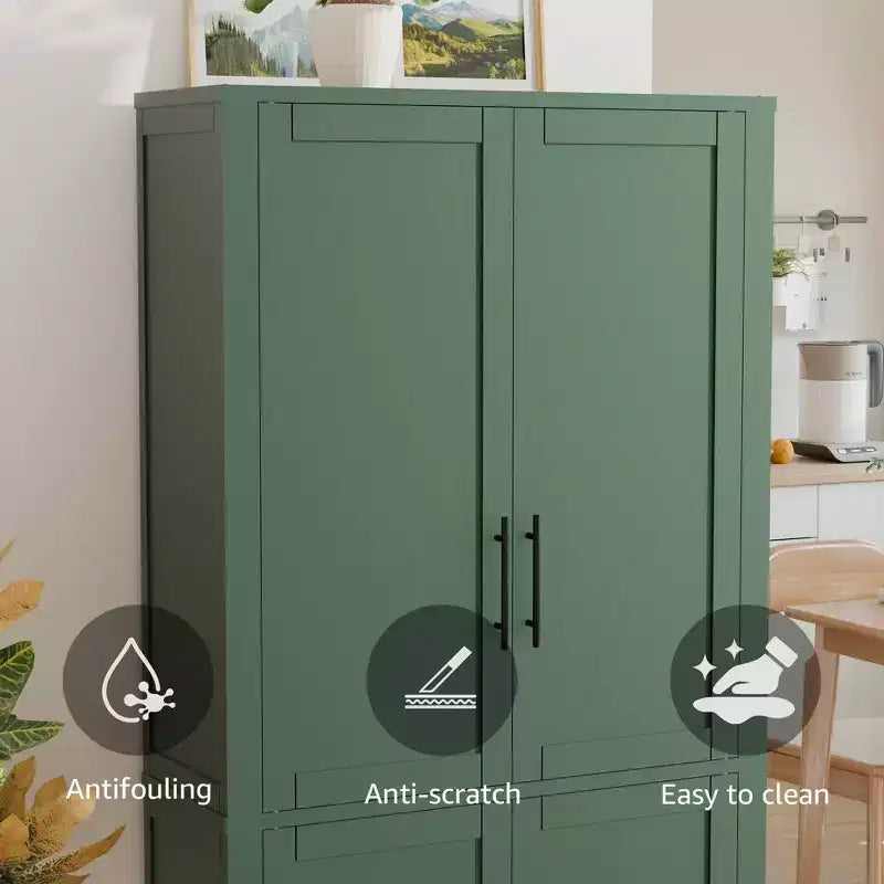 MAYEERTY 67x28x15 pouces Meuble de Rangement sur Pied en Grain de Bois Blanc avec 4 Portes en Bois Massif pour Salon