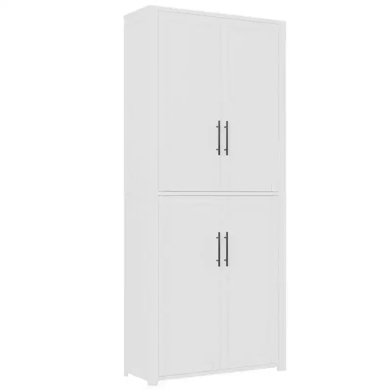 MAYEERTY 67x28x15 pouces Meuble de Rangement sur Pied en Grain de Bois Blanc avec 4 Portes en Bois Massif pour Salon