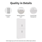 MAYEERTY 67x28x15 pouces Meuble de Rangement sur Pied en Grain de Bois Blanc avec 4 Portes en Bois Massif pour Salon