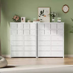 Commode Haute pour Chambre à Coucher, Commode à 16 Tiroirs, Meuble de Rangement en Tissu pour Chambre à Coucher, Salon, Blanc