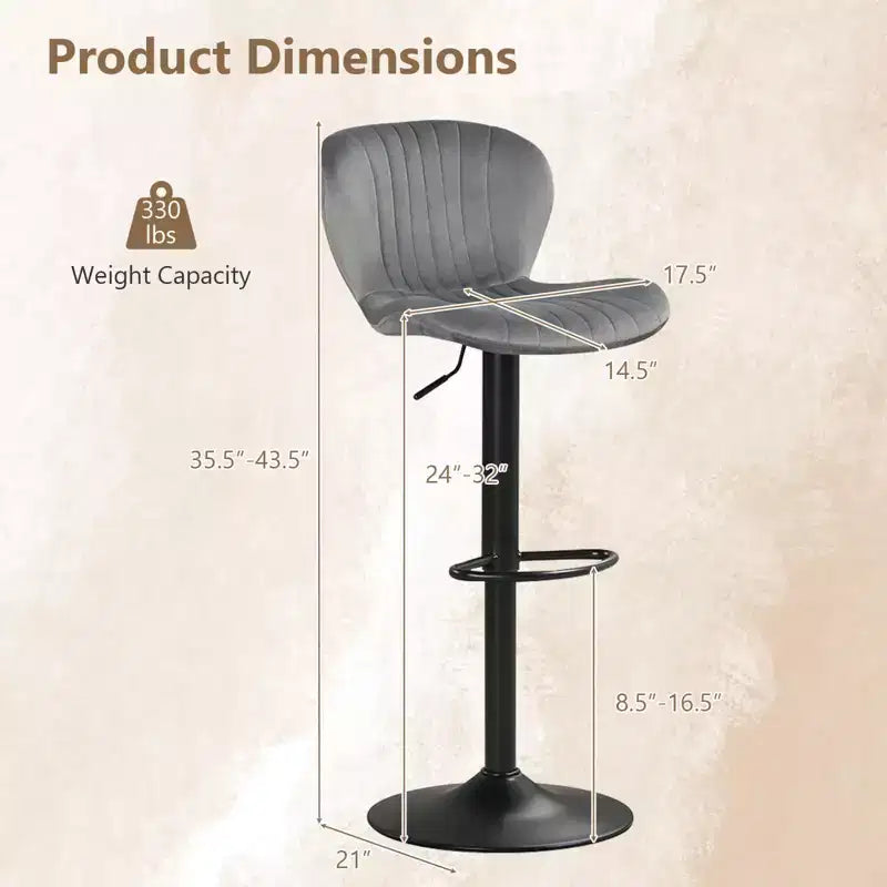 Lot de 2 ou 4 tabourets de bar Costway avec dossiers rembourrés en velours, sièges rembourrés, repose-pieds en métal, noir/gris + noir