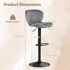 Lot de 2 ou 4 tabourets de bar Costway avec dossiers rembourrés en velours, sièges rembourrés, repose-pieds en métal, noir/gris + noir