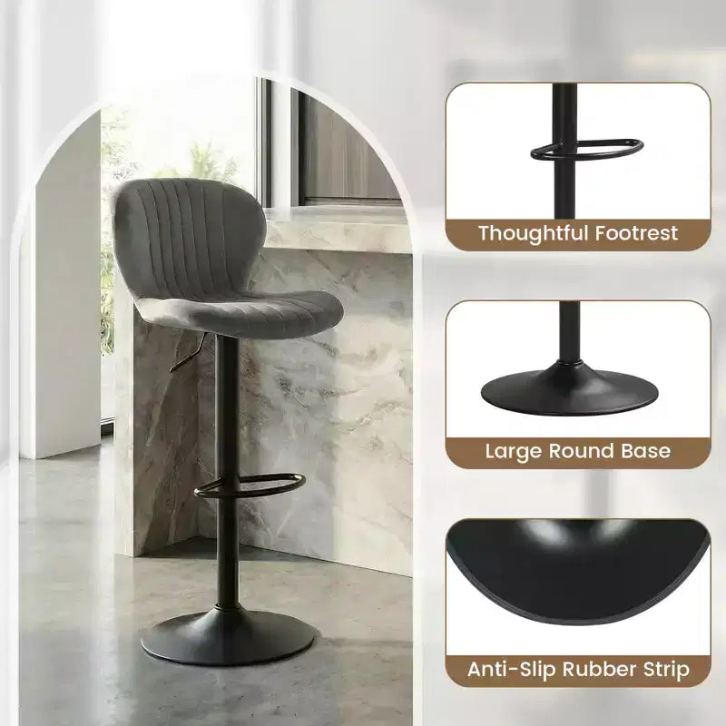 Lot de 2 ou 4 tabourets de bar Costway avec dossiers rembourrés en velours, sièges rembourrés, repose-pieds en métal, noir/gris + noir
