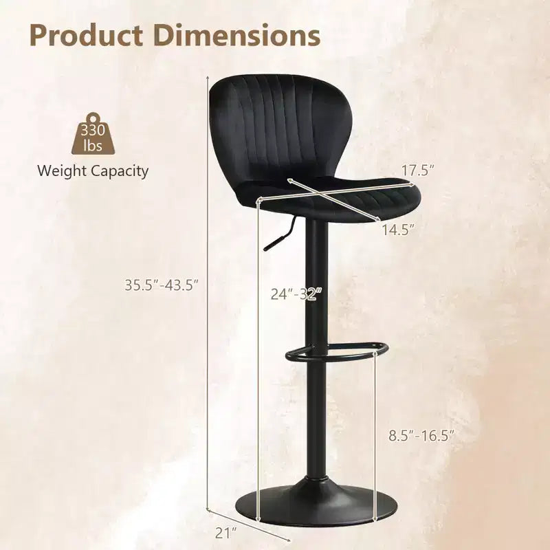 Lot de 2 ou 4 tabourets de bar Costway avec dossiers rembourrés en velours, sièges rembourrés, repose-pieds en métal, noir/gris + noir