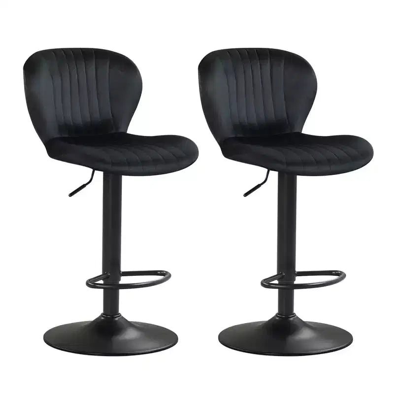 Costway Bar Stools Set of 2/4 with Velvet Upholstered Backrests Padded Seats Metal Footrests Black/Gray + Black