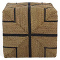 Liatasha Woven Seagrass Ottoman - CWK2023 - Natural/Black - Safavieh Couture