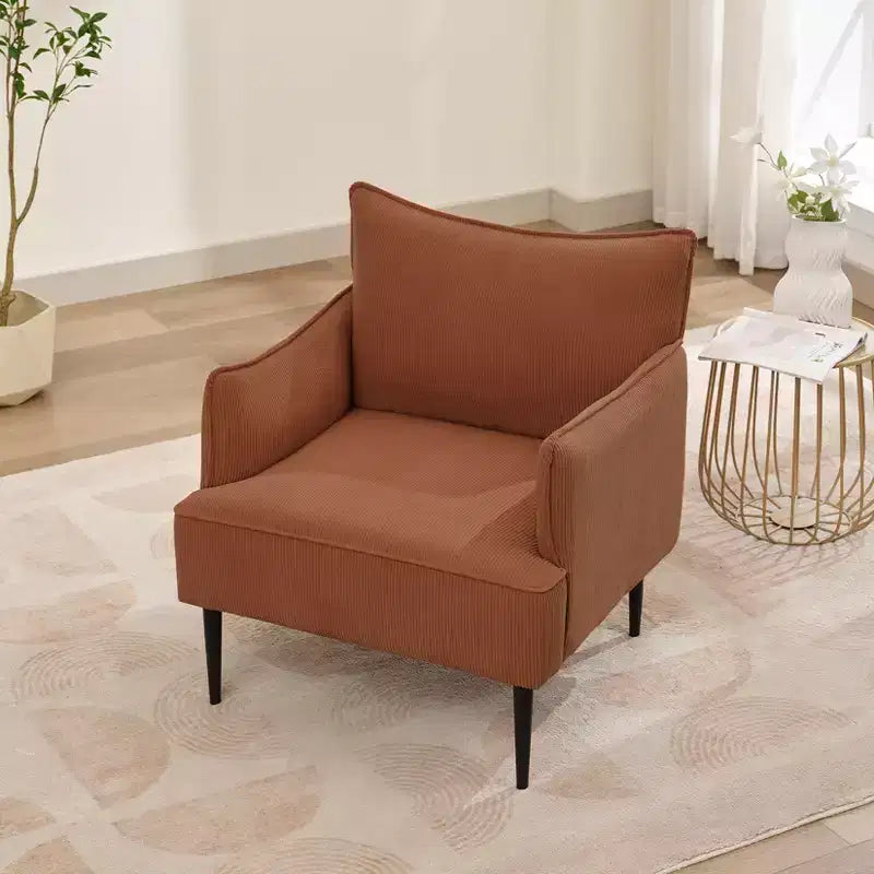 Fauteuil d'appoint Mid-century, Fauteuil de salon Tissu Canapé moderne petit avec deux accoudoirs et pieds en métal pour chambre à coucher, bureau, salle d'étude
