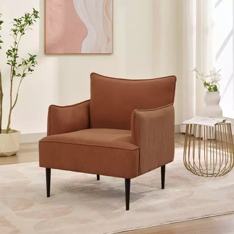 Fauteuil d'appoint Mid-century, Fauteuil de salon Tissu Canapé moderne petit avec deux accoudoirs et pieds en métal pour chambre à coucher, bureau, salle d'étude