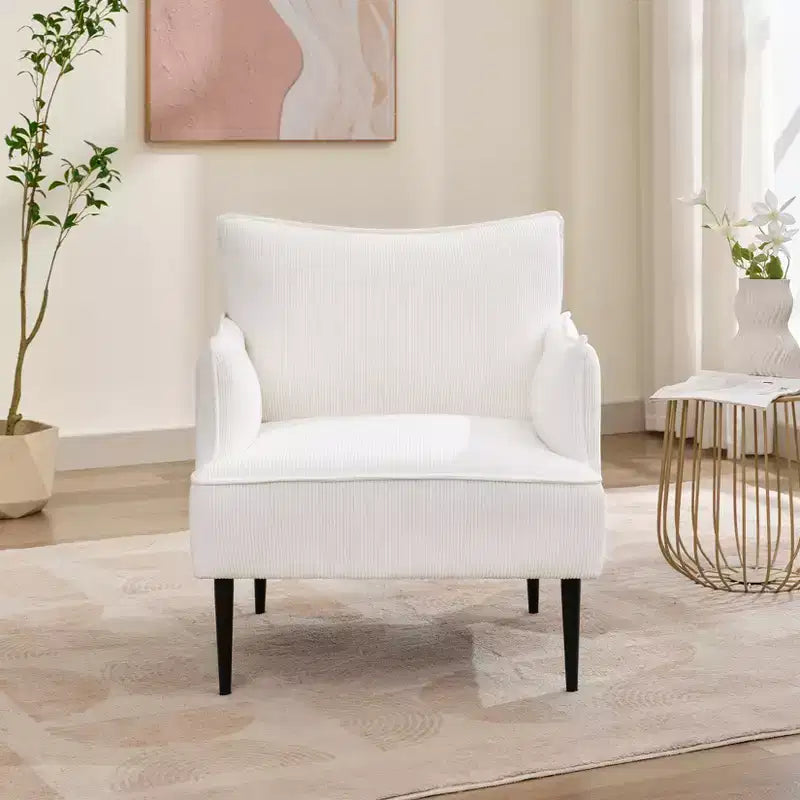 Fauteuil d'appoint Mid-century, Fauteuil de salon Tissu Canapé moderne petit avec deux accoudoirs et pieds en métal pour chambre à coucher, bureau, salle d'étude
