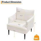 Fauteuil d'appoint Mid-century, Fauteuil de salon Tissu Canapé moderne petit avec deux accoudoirs et pieds en métal pour chambre à coucher, bureau, salle d'étude