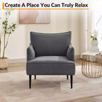 Fauteuil d'appoint Mid-century, Fauteuil de salon Tissu Canapé moderne petit avec deux accoudoirs et pieds en métal pour chambre à coucher, bureau, salle d'étude