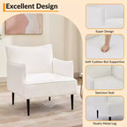 Fauteuil d'appoint Mid-century, Fauteuil de salon Tissu Canapé moderne petit avec deux accoudoirs et pieds en métal pour chambre à coucher, bureau, salle d'étude